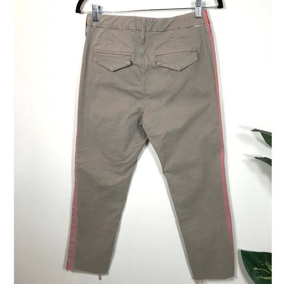 Mother Denim Womens 25 The Shaker Prep Fray Killing Time Tan Pink Racing Stripe - Picture 2 of 13